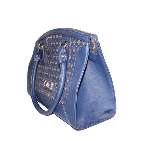 Anne Klein Gold and Navy Large Shoulder Handbag - Picture 2 of 10